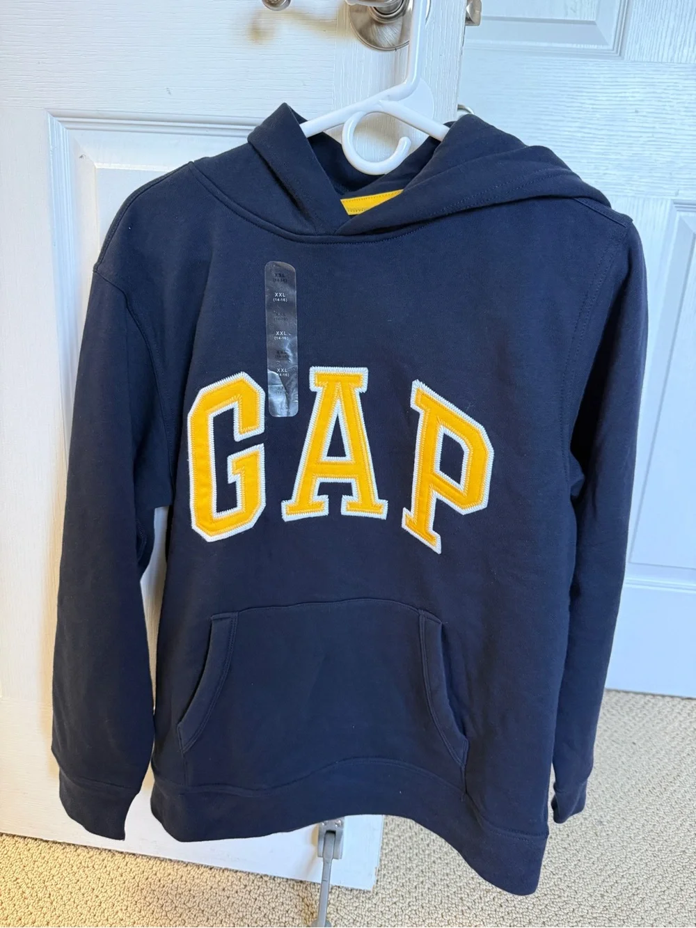 GAP Kids Navy Hoodie with Yellow Lettering